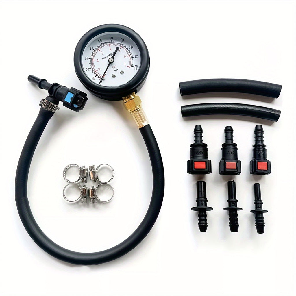 Kit de Test de Pression de Carburant 13pcs Kit de Jauge de Pression pour Voiture Moto Camion Connecteurs de 3 Tailles adapts aux automobiles et motos 63789949 Jauge de Pression de Pompe  Carburant  Connexion Rapide avec Valve 0100PSI 07Bar