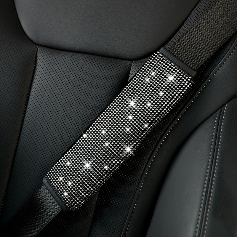 Deux ensembles housse de protection pour ceinture de scurit de voiture protgepaule en diamant artificiel adapt  la dcoration intrieure de voiture housse de ceinture de scurit en cuir