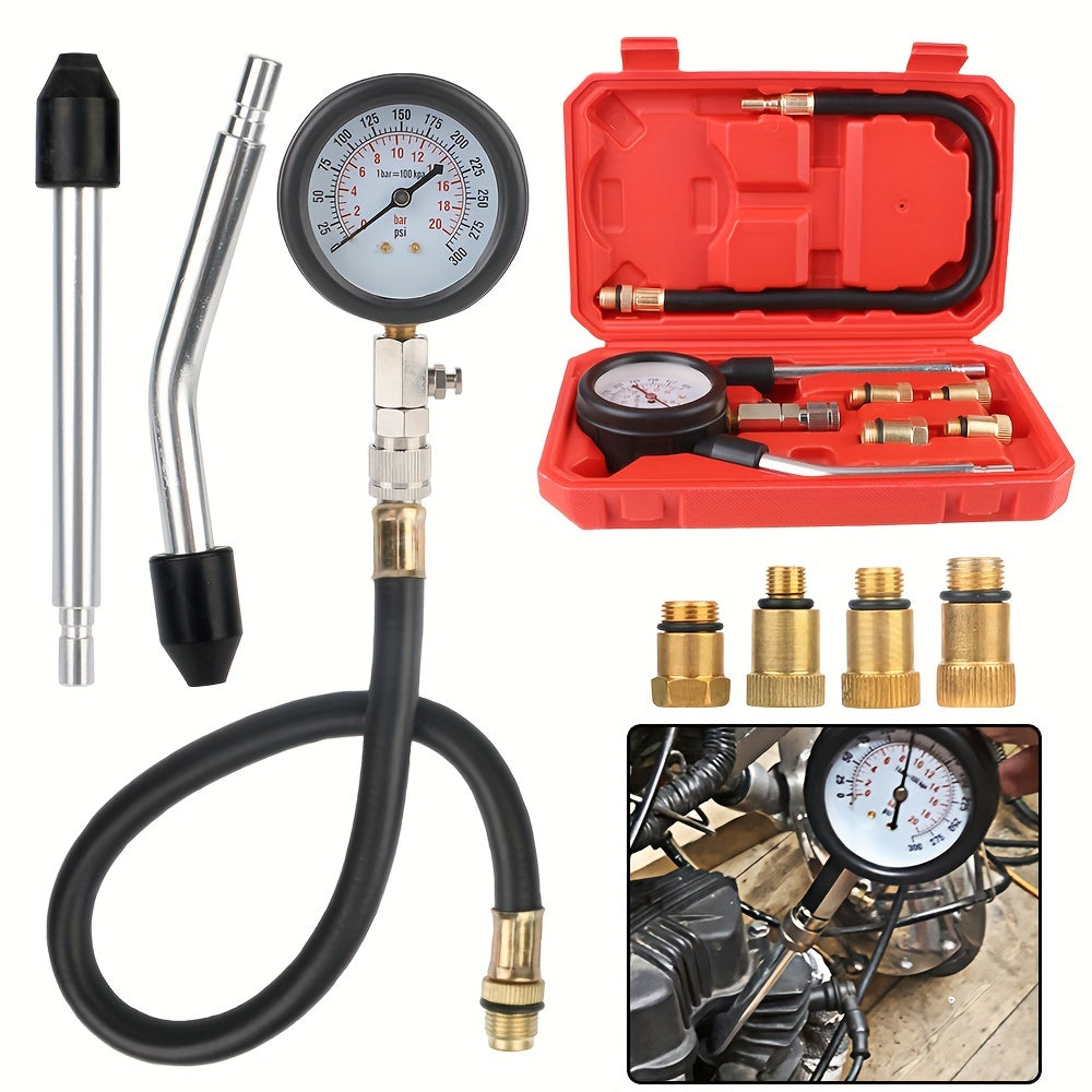 Kit de Testeur de Cylindre Automobile Compteur de Compression pour Moteur  Essence avec Adaptateur M10 M12 M14 M18 Jauge de Pression Outils Auto